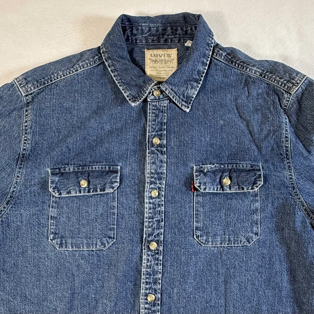 Levi's Denim Shirt Mens 2XL Long Sleeve Button Down Blue